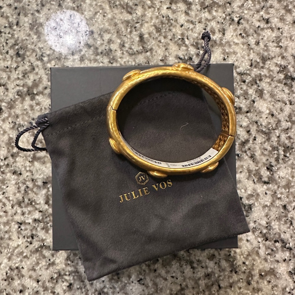 Julie Vos Solara Hinge Bangle Gold Bracelet - Picture 5 of 8